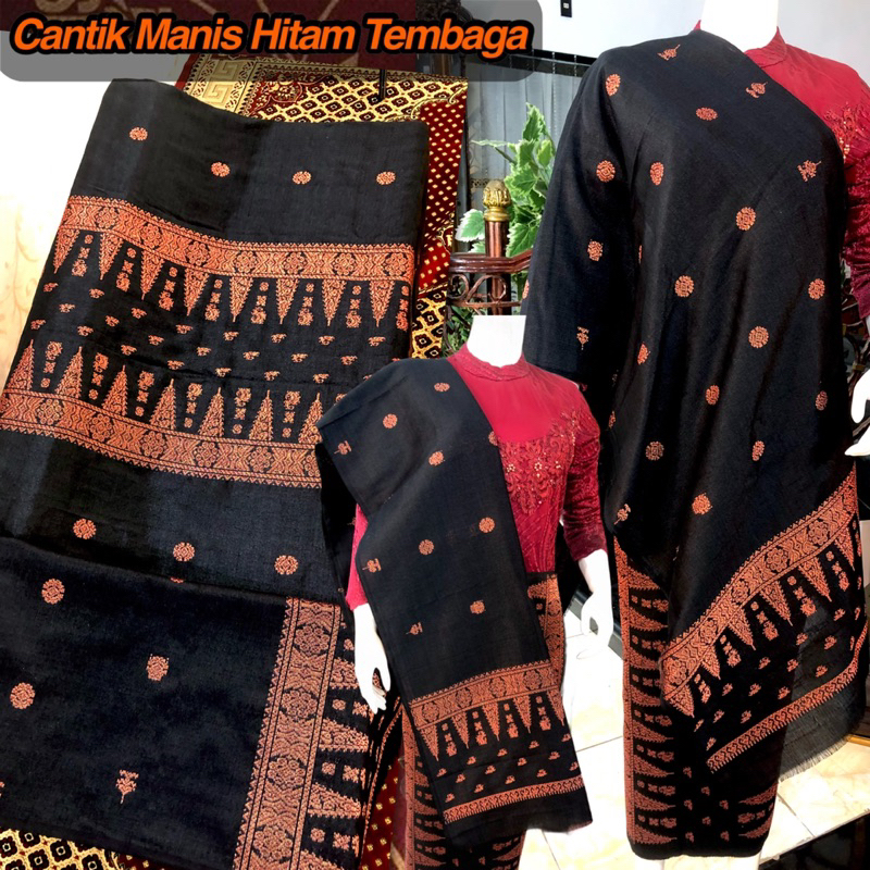 Songket Cantik Manis tretes mider /Hitam Tembaga Songket Tenun Palembang asli Tenun Tangan/ilham son