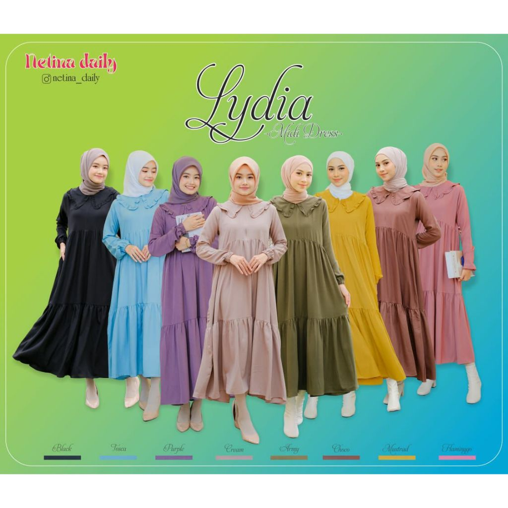 READY STOK LYDIA MIDI DRESS By NETINA DAILY