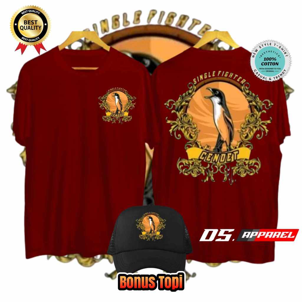 KAOS SINGLE FIGHTER KICAU MANIA BURUNG CENDET MANIA INDONESIA SABLON DEPAN BELAKANG
