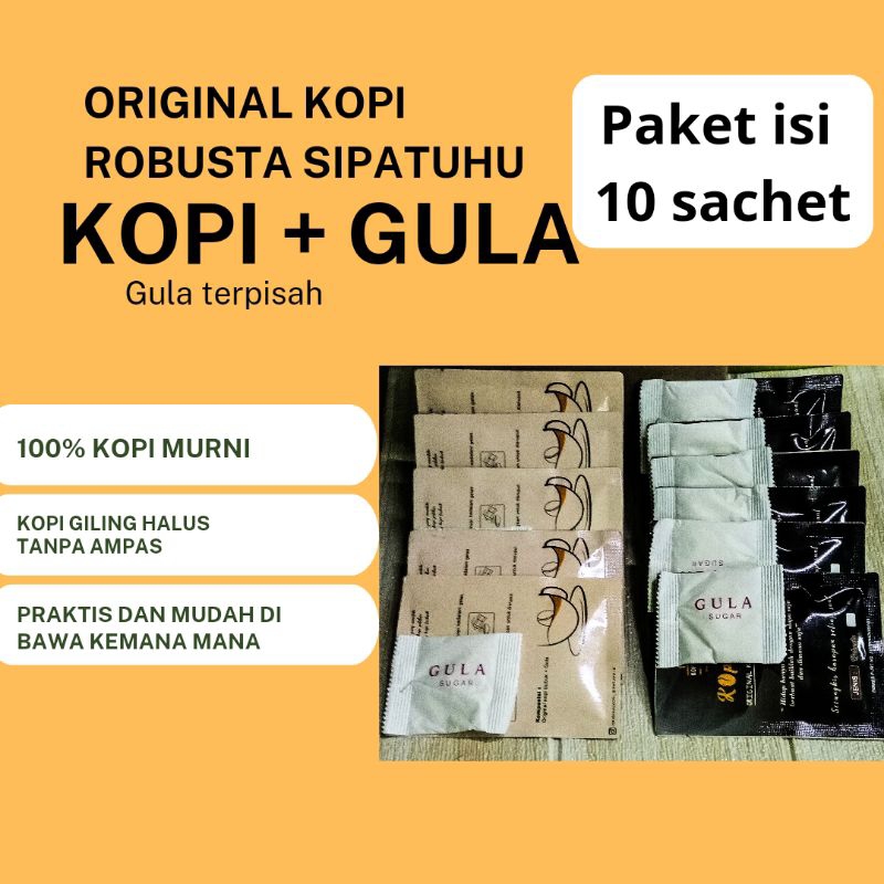 

KOPI BUBUK ROBUSTA SIPATUHU SACHET - KOPI MURNI -PAKET 10 SACHET