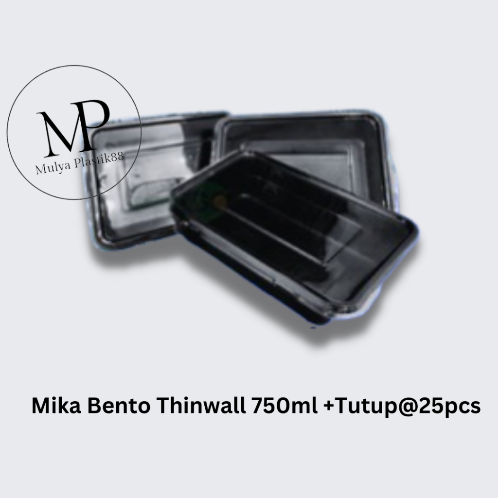 Mika Bento Thinwall 750 ml Termasuk Tutup 25 pcs Kotak Makan Plastik