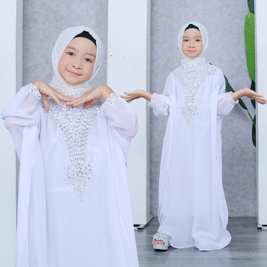 Kaftan Anak Perempuan Umur 8 9 Tahun Baju Muslim Dress Pesta Dres Idul Fitri Ank Gamis Tanggung 7-13