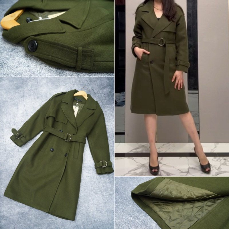 LONG COAT WANITA BAHAN WOOL MEWAH PREMIUM