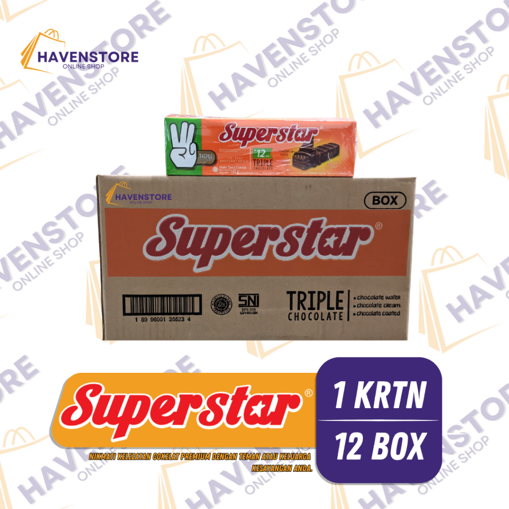 

(Karton) 12 BOX Superstar Triple Chocolate Box 12 Pcs berat 192 Gr