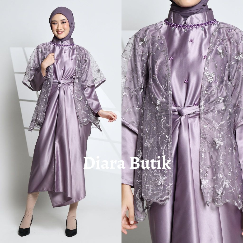 NEW ARRIVAL - JUMBO ADA / NAIRA DRESS SATIN MODEL KAFTAN LILIT KOMBINASI OUTER ROMPI BROKAT PAYET MU