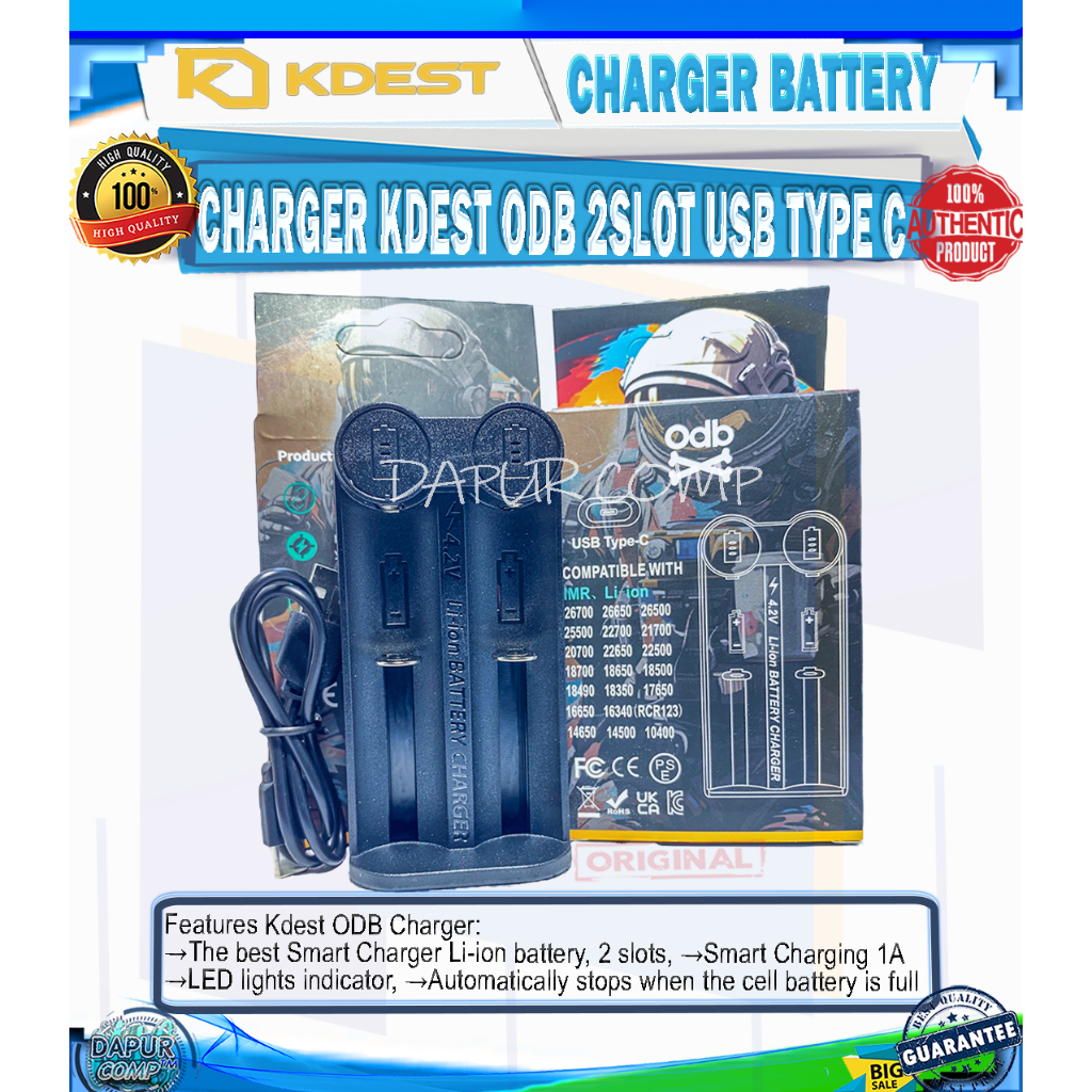 CHARGER KDEST ODB 2SLOT BATTERY USB TYPE C FAST CHARGER ORIGINAL BY  KDEST