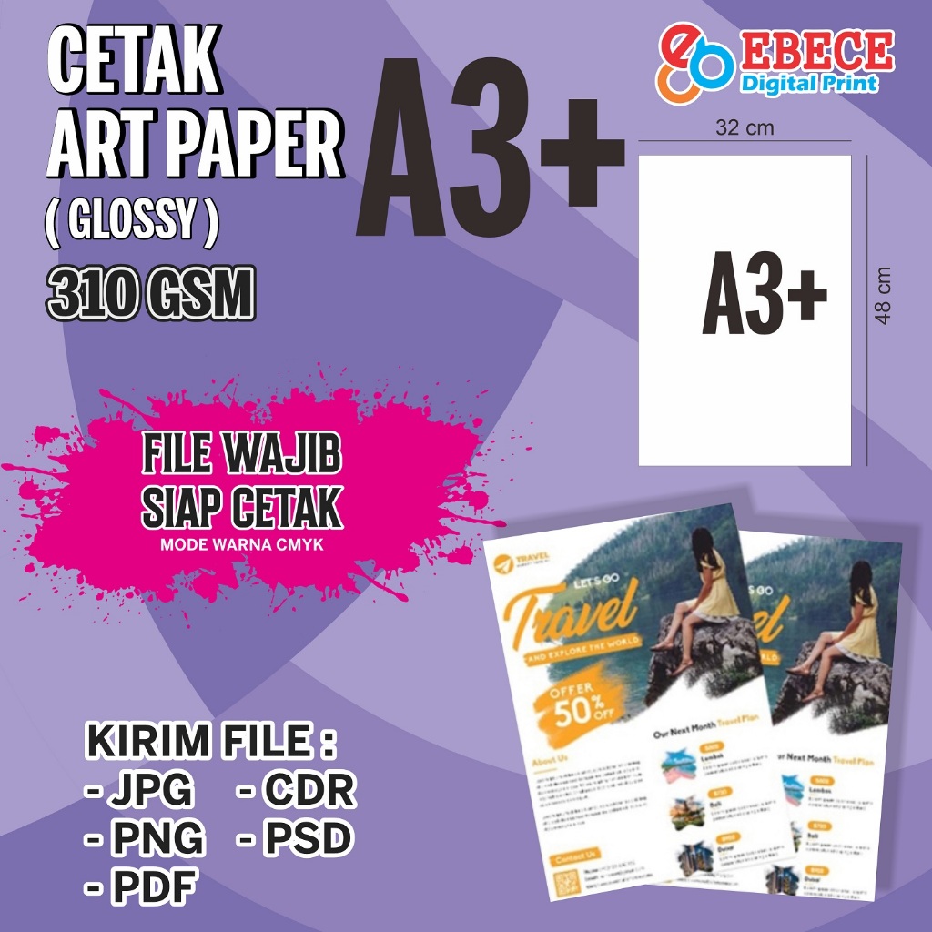 

CETAK ART PAPER 310 GSM A3+ BROSUR / BUKU KENANGAN / POSTER / FLAYER FULL COLOUR TERMURAH