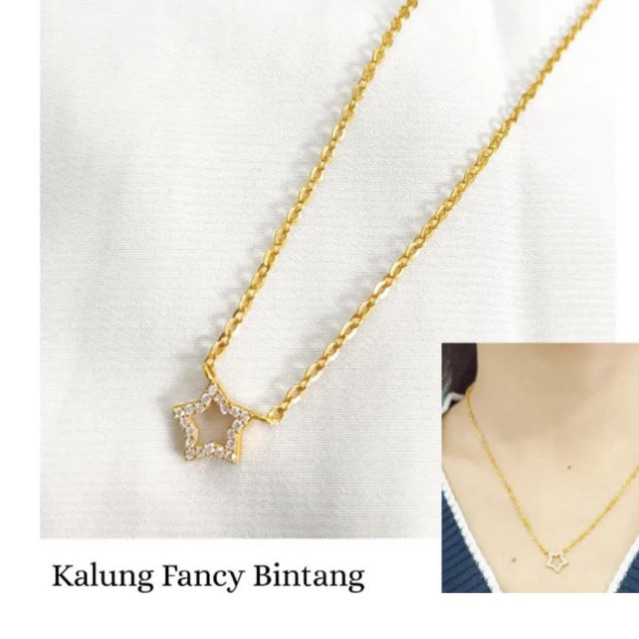 kalung emas asli kadar 875 berat 3 gram star necklace
