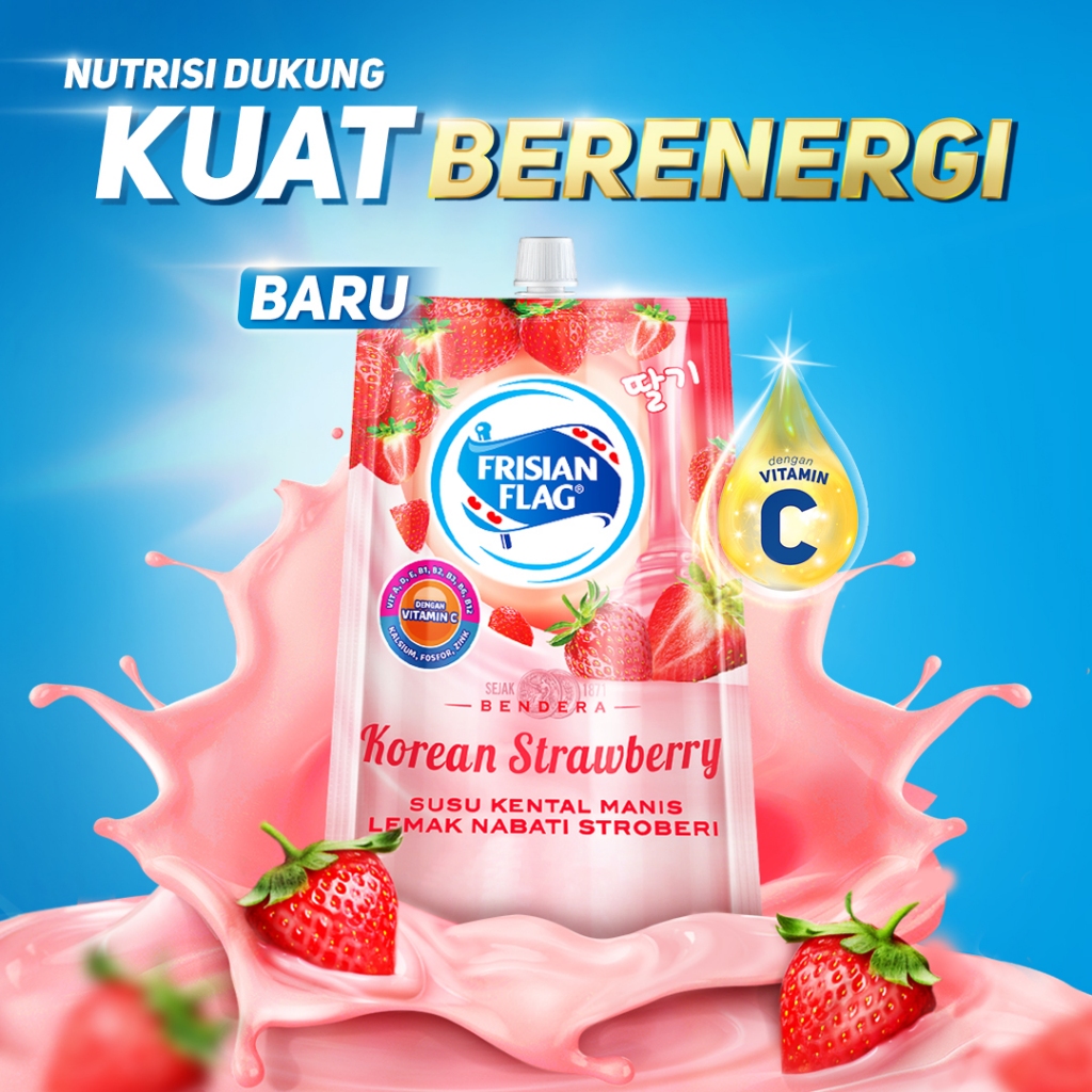 Frisian Flag Bendera Kental Manis Korean Strawberry Pouch 260g x 3