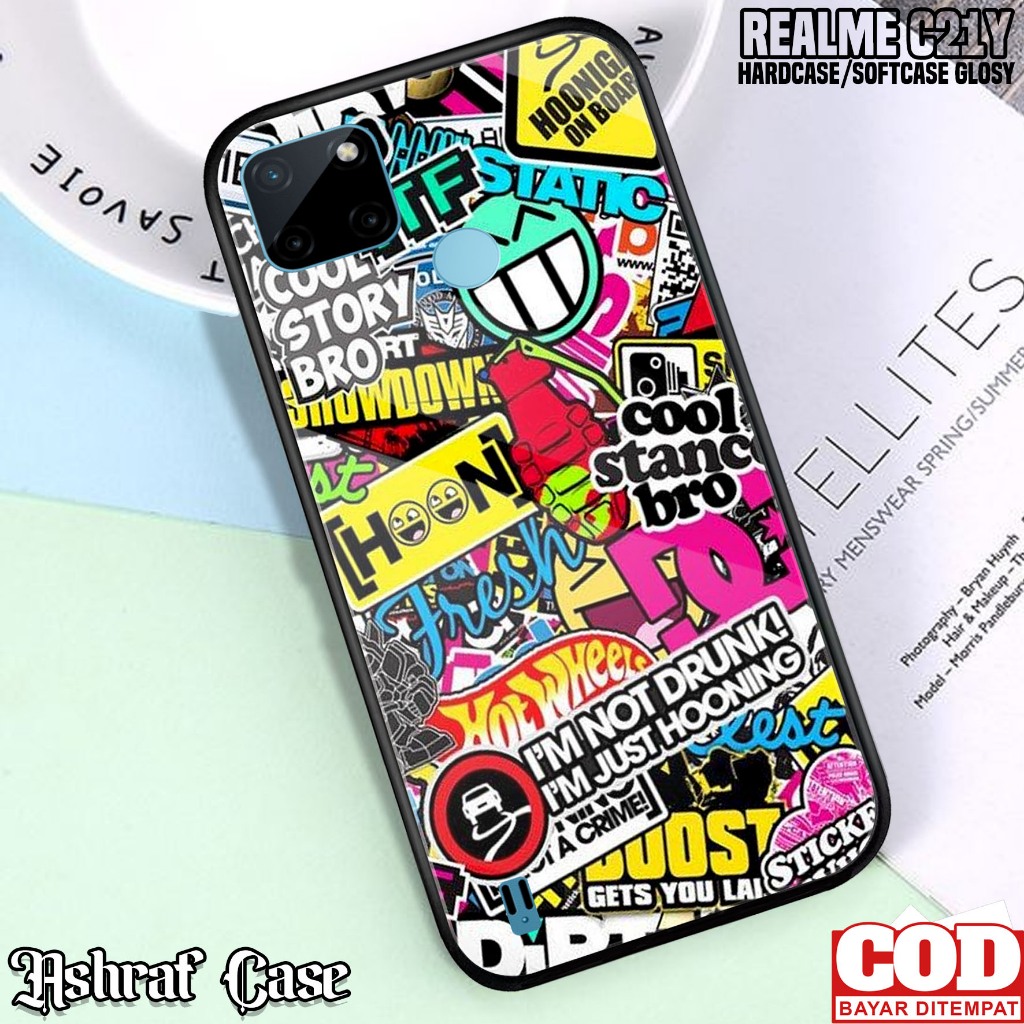 Case Realme C21Y - Casing Hp Realme C21Y ( GRAFF ) Kesing Hp Realme C21Y - Softcase Glass Kaca - Sil