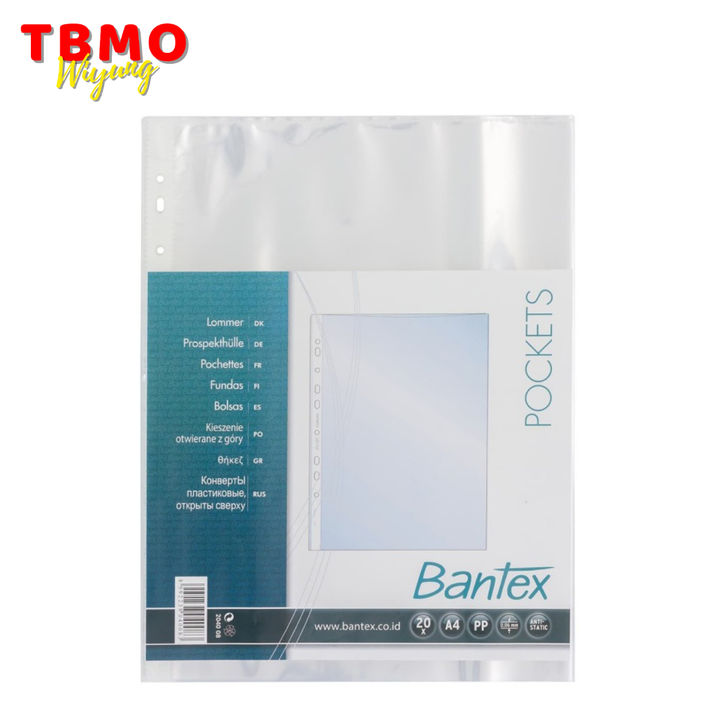 

TBMO Bantex Pocket Clear 20 Sheets 0.06mm thickness A4 8040 08