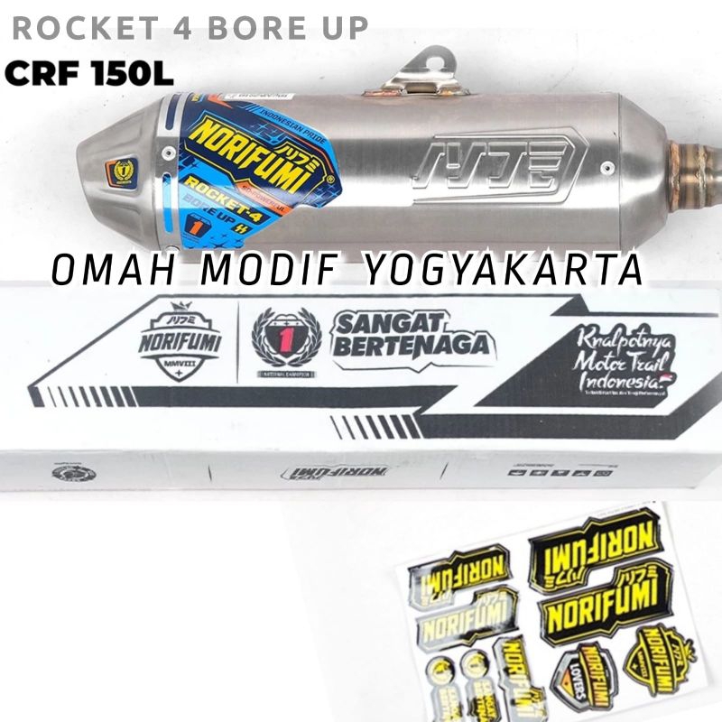 Knalpot Norifumi Rocket 4 Bore Up Standar CRF 150 L STAINLESS ORIGINAL