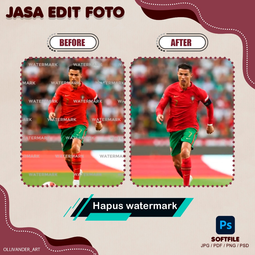 Jasa edit foto hapus teks watermark profesional photoshop