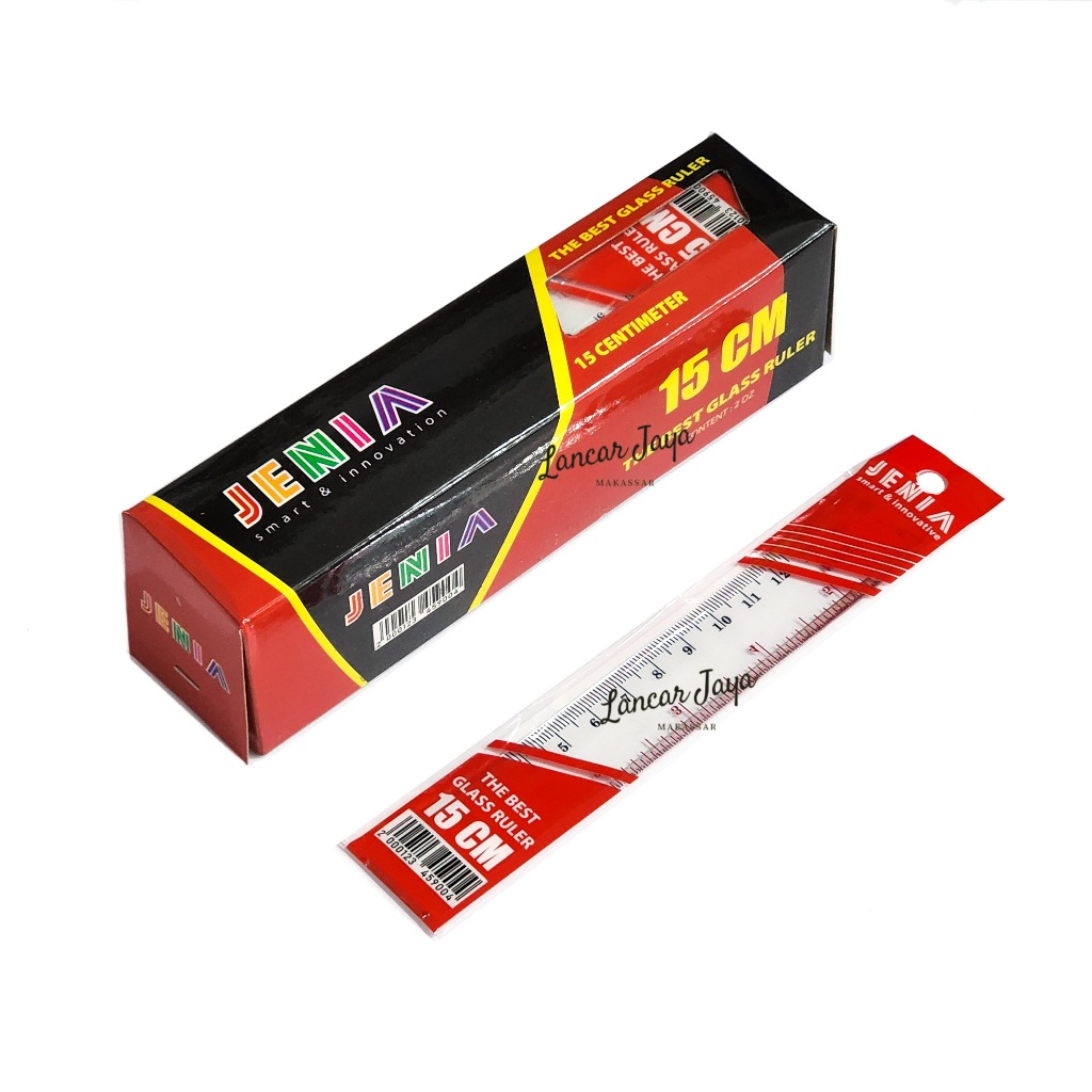 

1 BOX / 24 Pcs Penggaris Bening Transparant Jenia Ruler 15cm