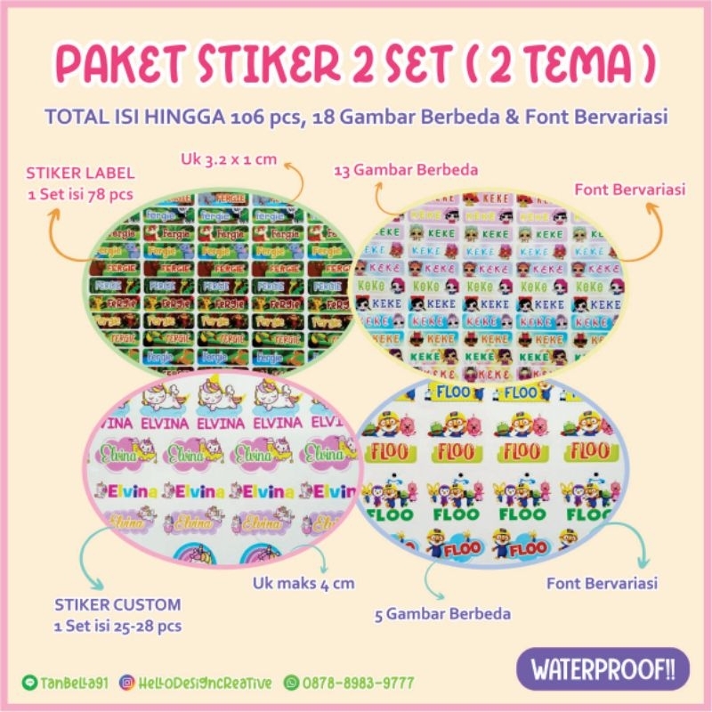 

PAKET STIKER NAMA WATERPROOF ISI 2 SET ( 2 TEMA )