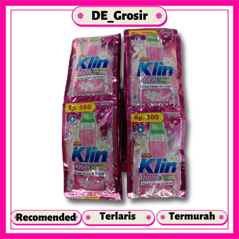 SoKlin Liquid Detergen Cair Softergent Pink Sachet 22ml Dapat 1 Renceng Isi 12 Pcs