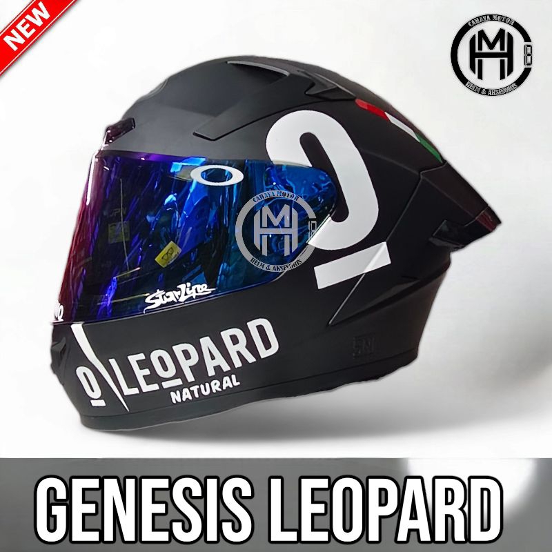 HELM ALV GENESIS BLACK DOP LEOPARD PAKET GANTENG|FULL FACE KACA IRIDIUM
