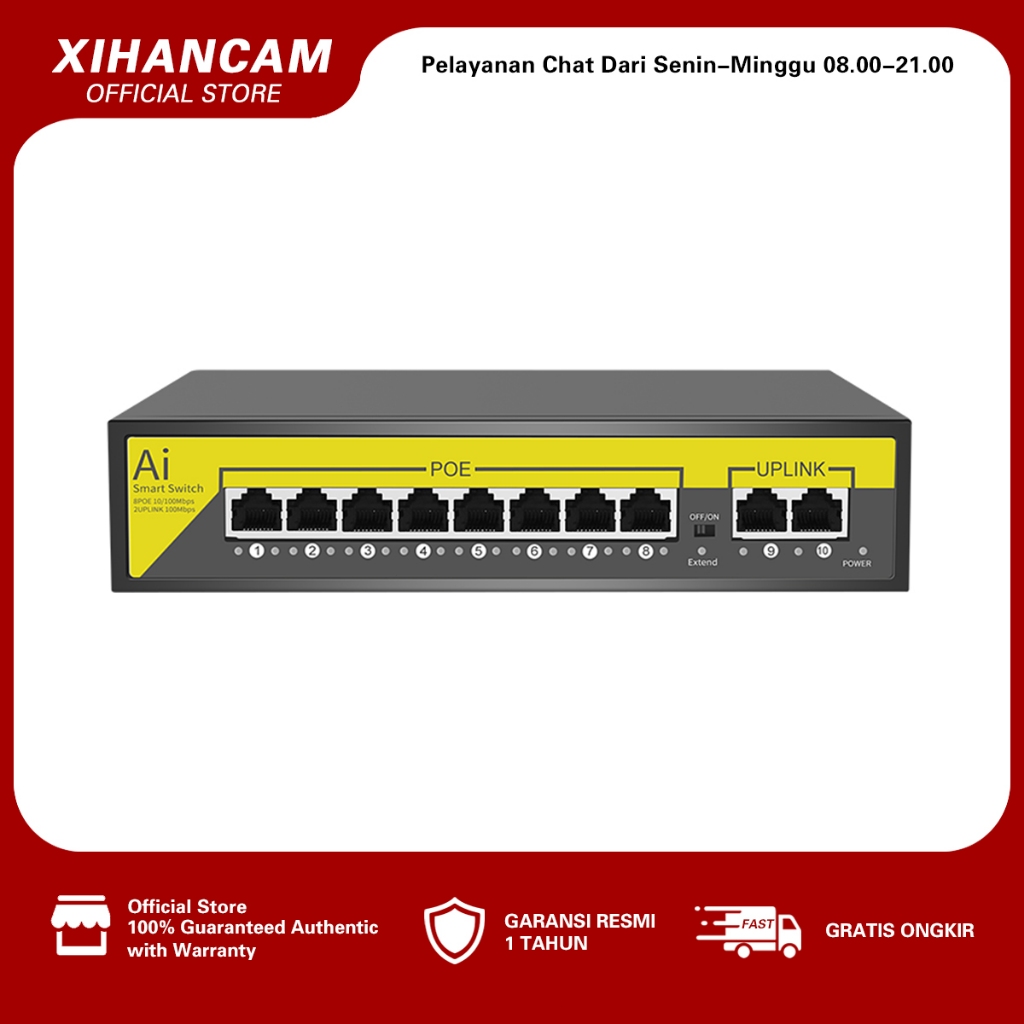 XIHANCAM Network Switch Hub 8 Port POE Switch Desktop Ethernet Splitter Hub Switch POE CCTV RJ45