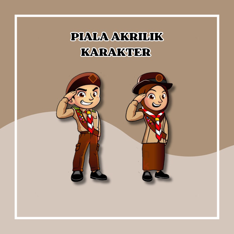 Piala Akrilik Sekolah (Siswa pramuka) - Piala Karakter Seragam SD - Piala Lomba - Hadiah Kado Lucu -