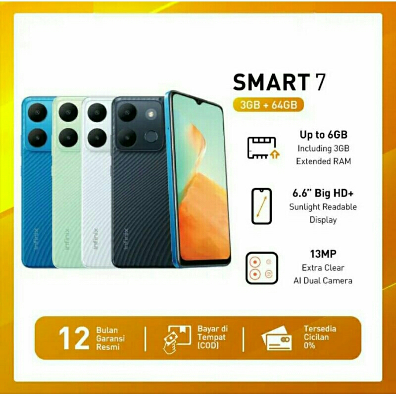 Infinix Smart 7 RAM 3/64GB Garansi Resmi 1 Tahun