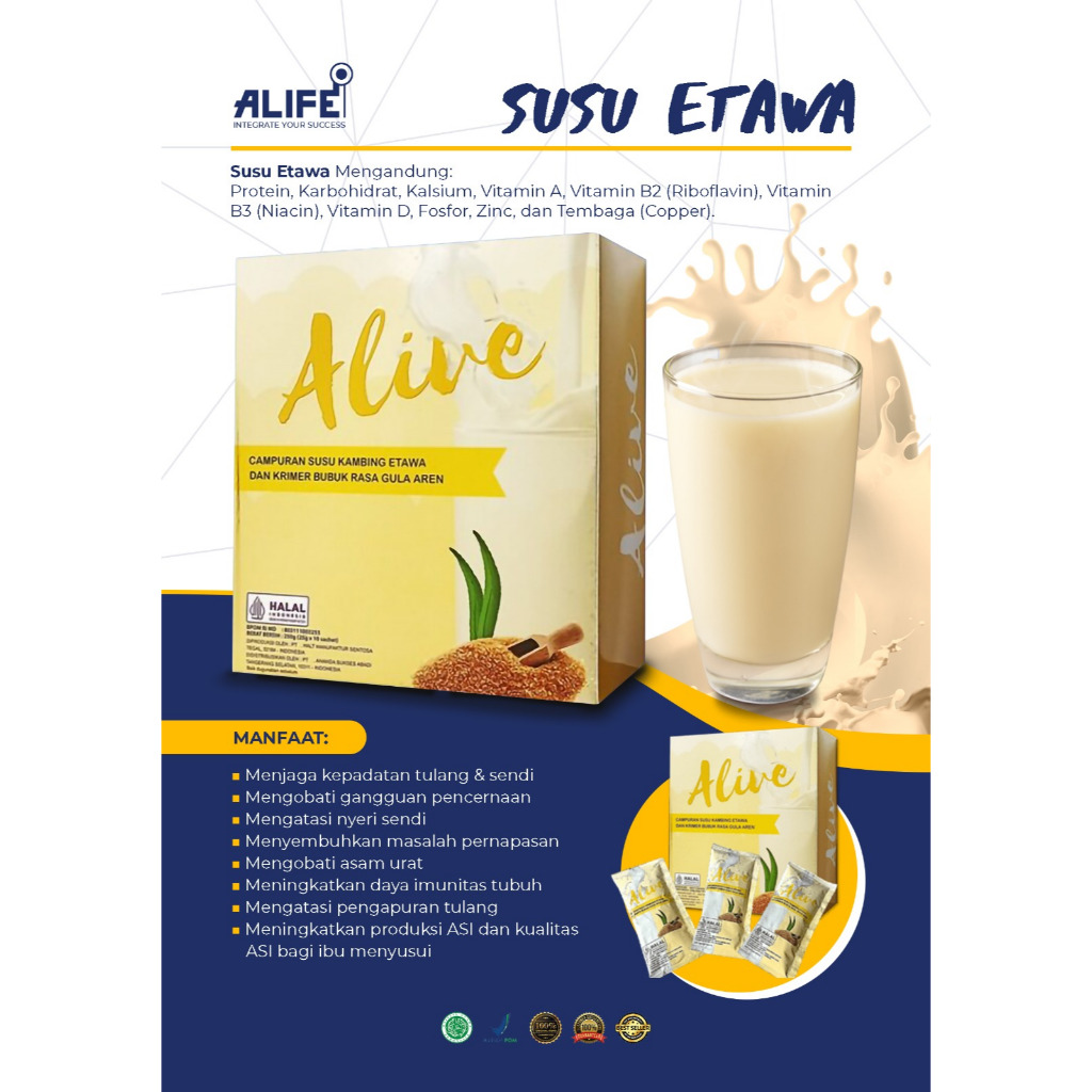 

Susu Kambing Etawaku dari ALIFE for healthy family untuk jantung sehat