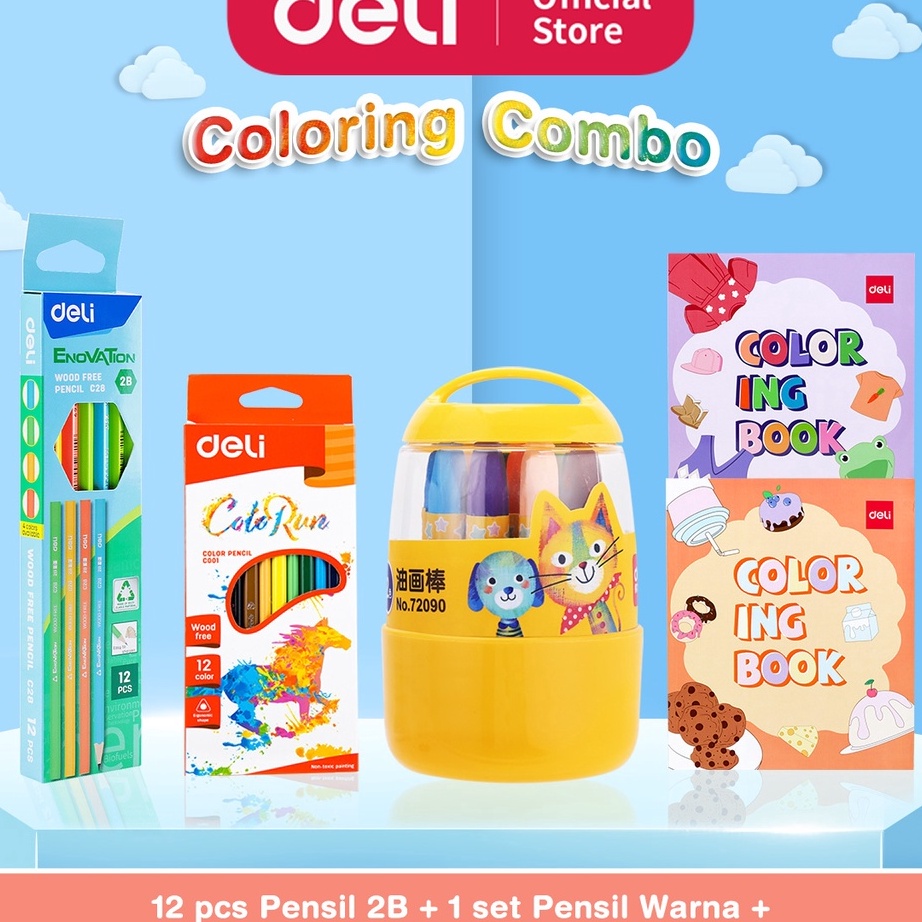 

[KODE JAMVM] PAKET MEWARNAI LENGKAP - Pensil 2B, Pensil Warna, Krayon, Buku Mewarnai
