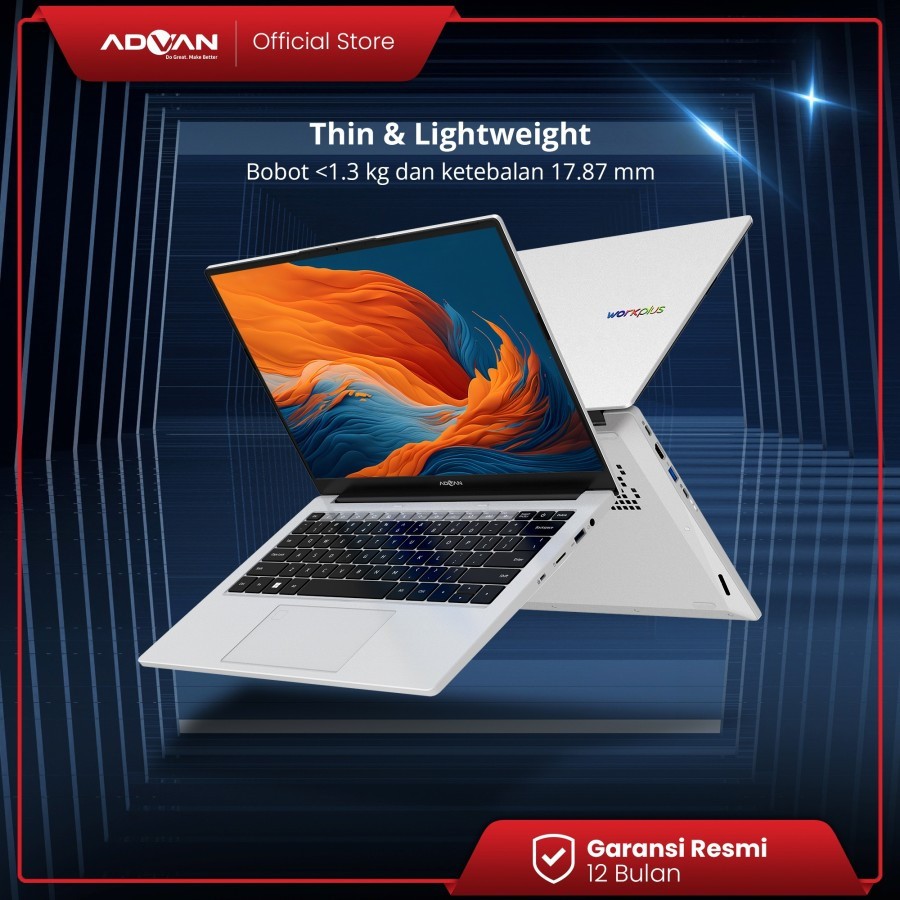 ADVAN Laptop Workplus AMD RYZEN 5 6600H 14'' FHD IPS 16GB 512GB Win 11