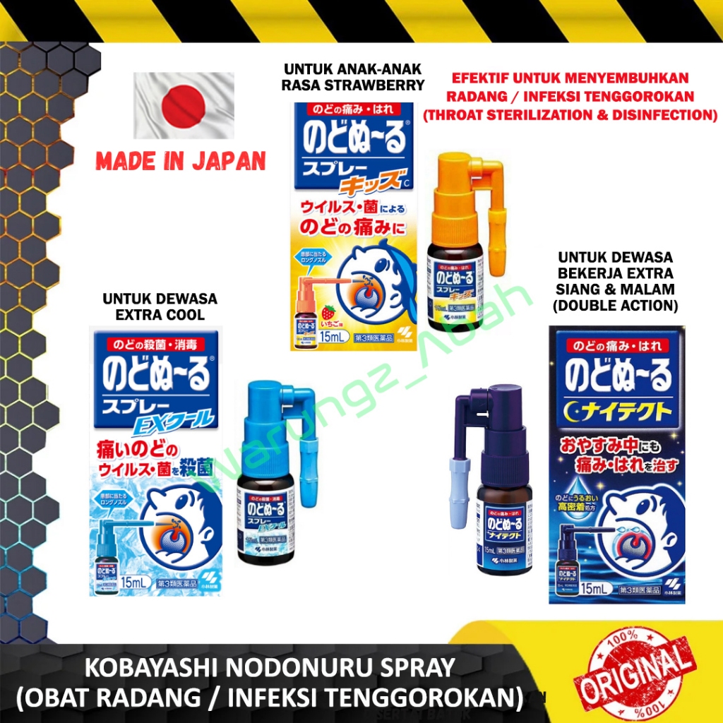 OBAT SAKIT RADANG INFEKSI SEMPROT TENGGOROKAN PANAS KOBAYASHI NODONURU NODO NURU SORE THROAT SPRAY U