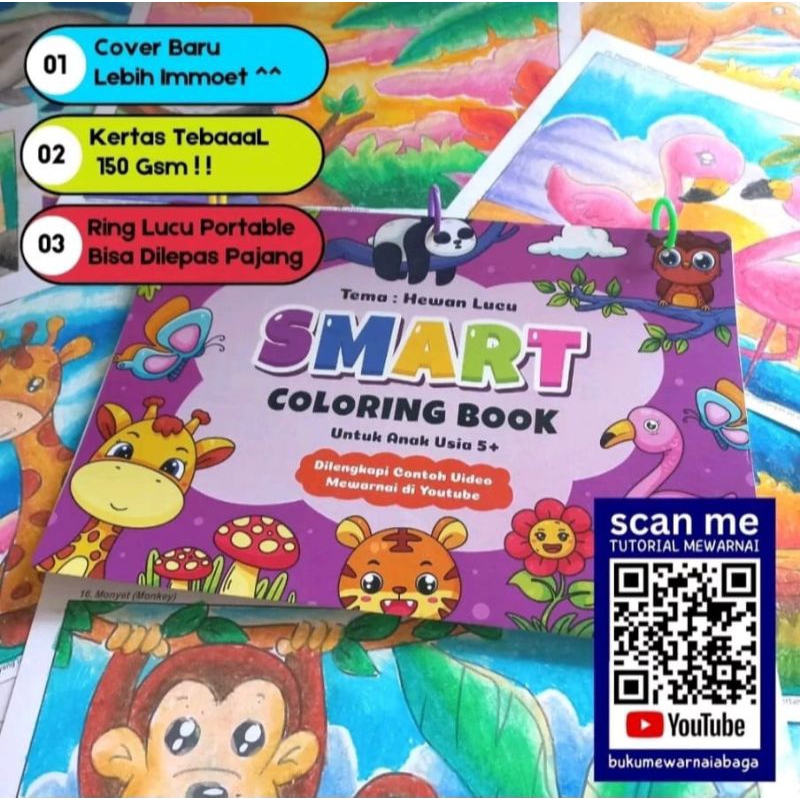 

Buku Mewarnai Anak Tema Animal / Buku Mewarnai / Smart Coloring Book