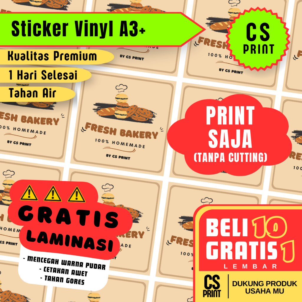 

Cetak Stiker Vinyl / Cetak Stiker Label Kemasan / Label Usaha Makanan