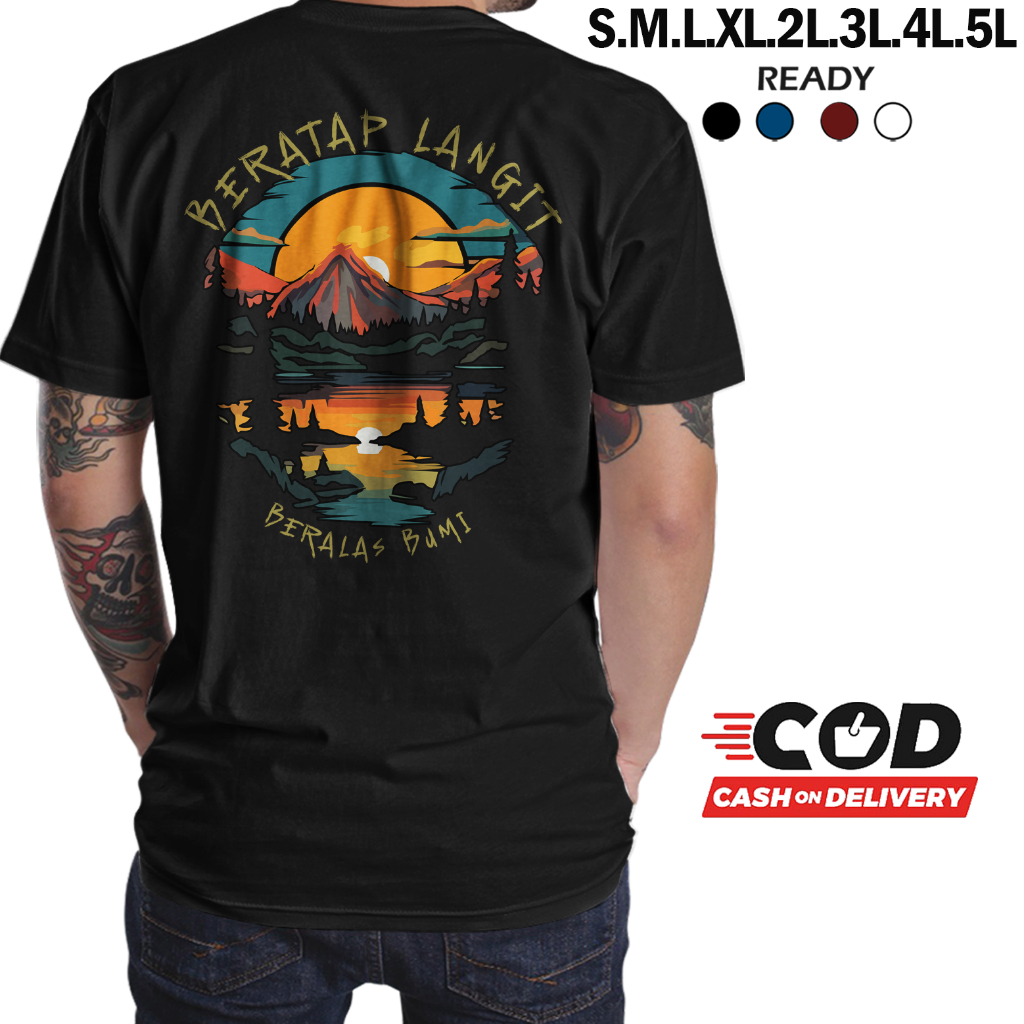 Baju Kaos Ts Tshirt T-shirt Atasan Oblong Pria Wanita Distro Pendaki Daki Naik  Gunung Beratap Langi