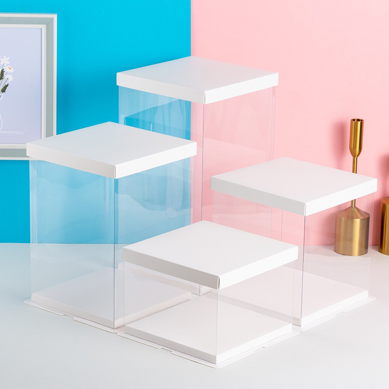 

Kotak MIka Kue Ulang Tahun Tutup Putih/Cake Box MIka Transparan/ Kotak Kue Mika Gift Box Kekinian