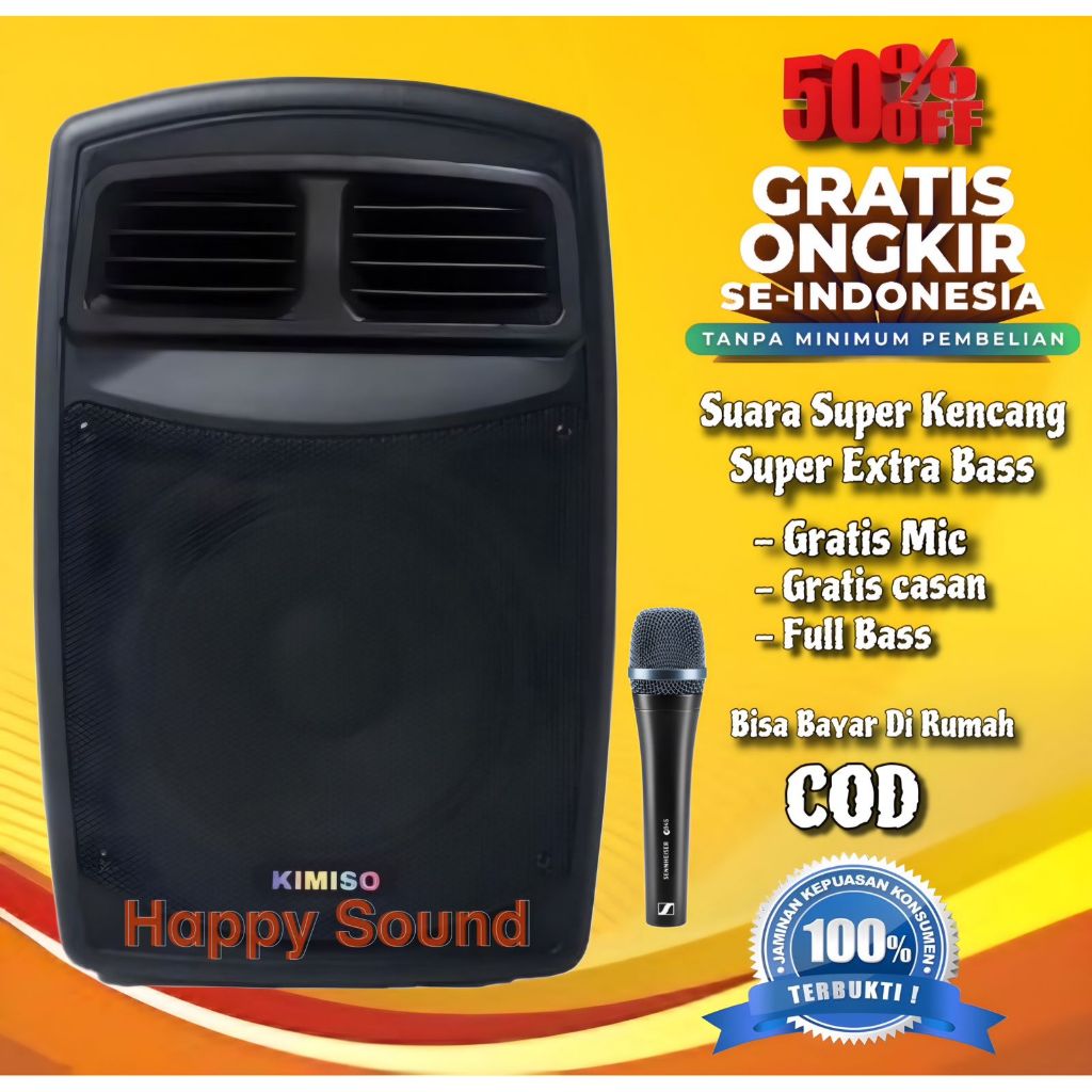 Speaker Bluetooth Karaoke Super Extra Bass Bonus Mic Ukuran Jumbo / Salon Spiker aktif Besar Subwoof