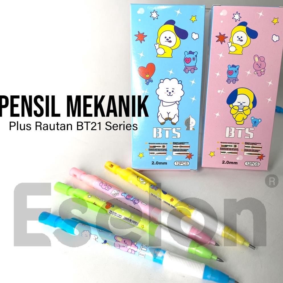 

[♙H44➢] 12pcs Pensil Mekanik 2.0mm BT21 / pensil mekanik TR-2151 [50]