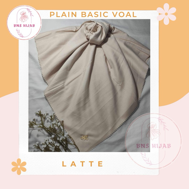 AZARA OSKARA PREMIUM HIJAB VOAL LATTE POLOS LOGO HITAM