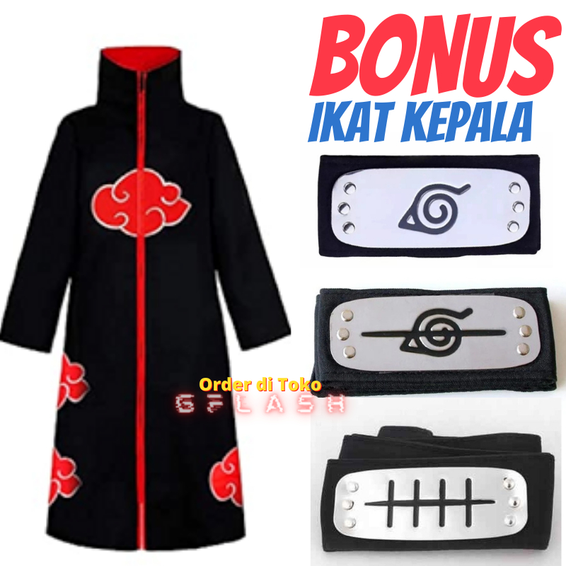 Cosplay Anime Pria Jubah Akatsuki Itachi Naruto Baju Kostum Import