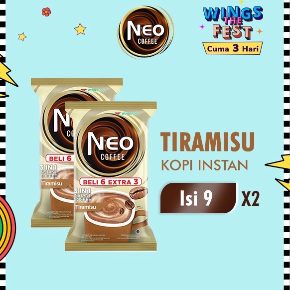 

[✪C57➢] Neo Coffee Kopi Instan Tiramisu Pack 20 gr isi 6 + 3 pcs x2 [268]