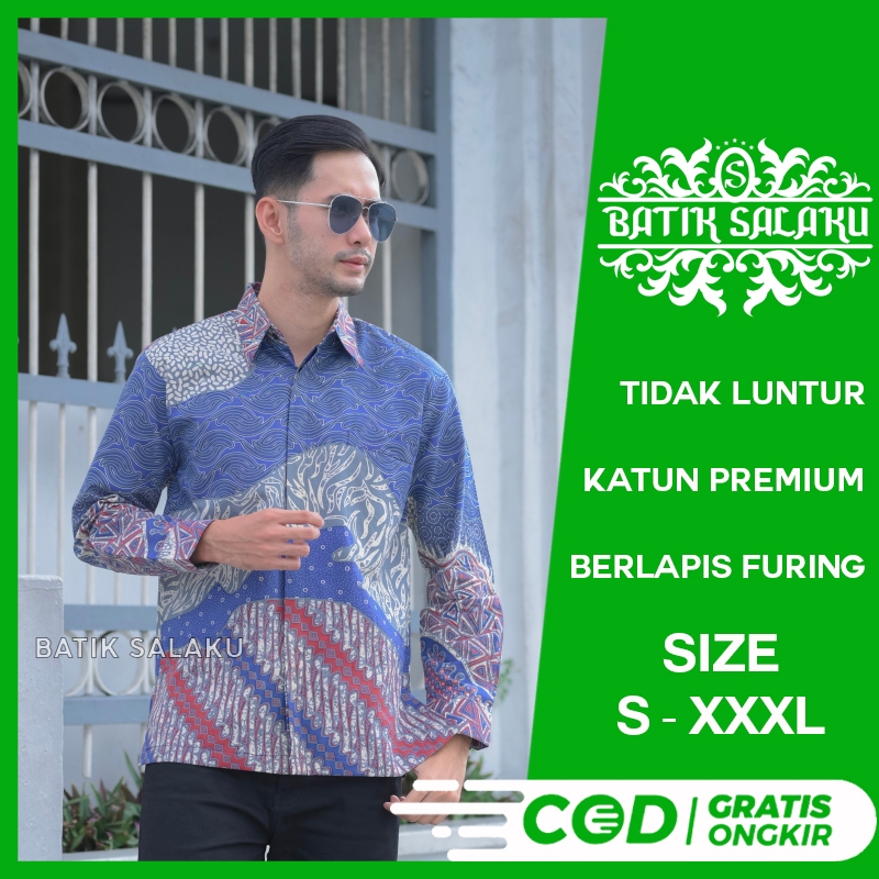 Kemeja Batik Pria Lengan Panjang 24 Baju BATIK SALAKU Premium Cocok Untuk Pesta Kantor Kondangan Lam