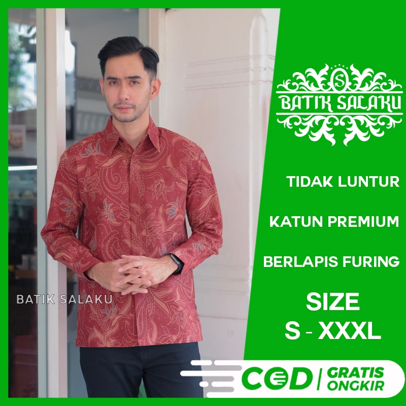 Kemeja Batik Pria Lengan Panjang 29 Baju BATIK SALAKU Premium Cocok Untuk Pesta Kantor Kondangan Lam