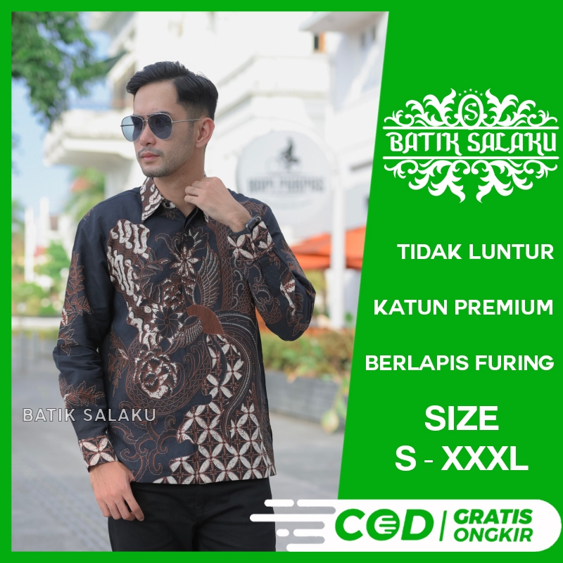 Kemeja Batik Pria Lengan Panjang 31 Baju BATIK SALAKU Premium Cocok Untuk Pesta Kantor Kondangan Lam