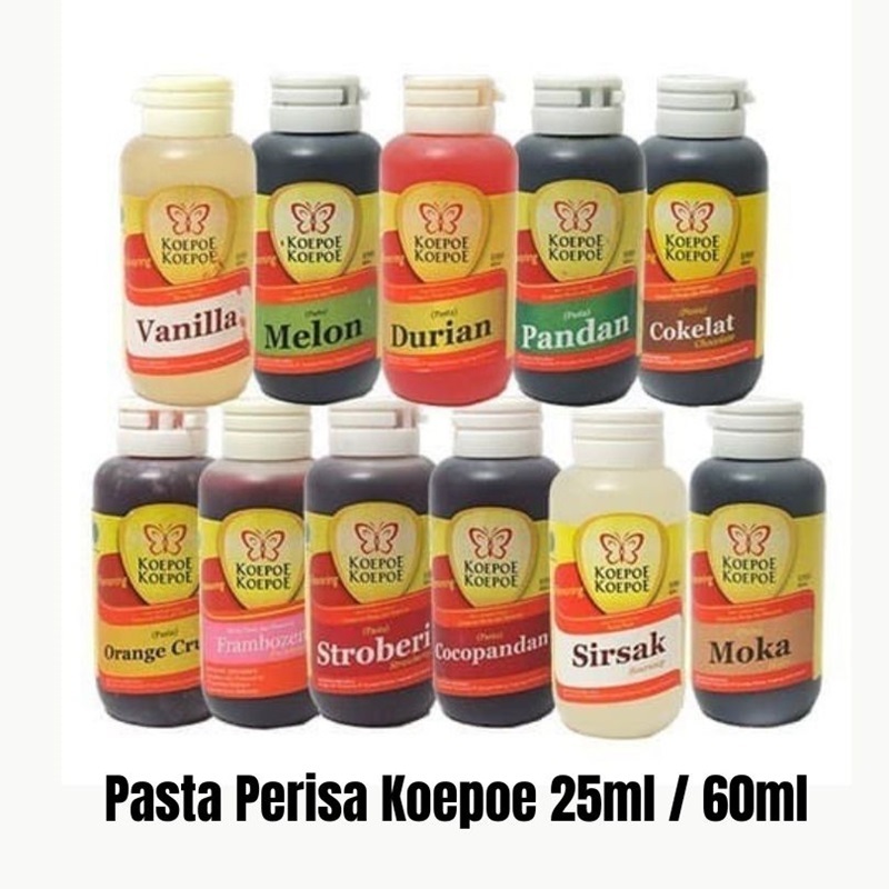 

Pasta Perisa Koepoe 25ml / 60ml Coklat Mocca Lemon Coco Durian Leci Melon Pandan Strawberry Vanilla