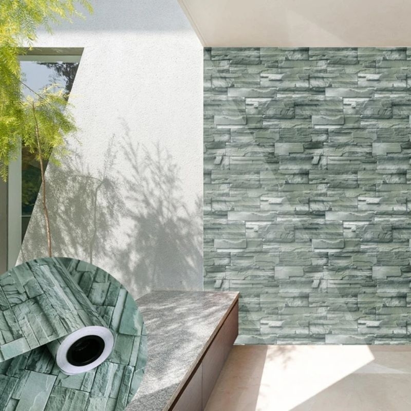 Wallpaper Sticker Dinding Motif Batu Alam 3D CY1057