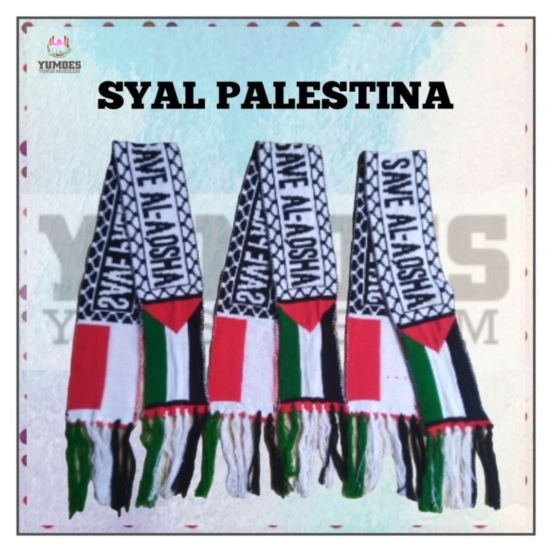 Syal Scraf Palestina Rajut Wol Bulu Motif Slayer