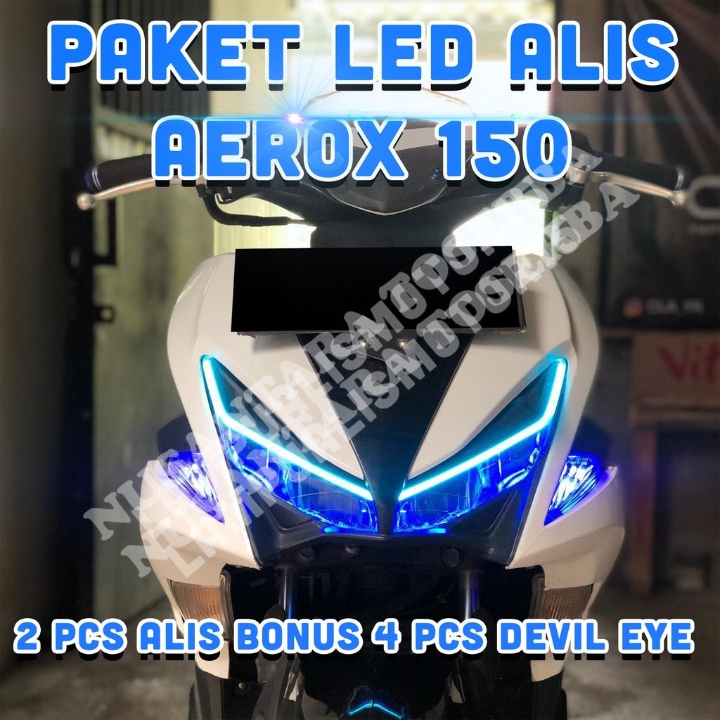 Promo SATU SET LED ALIS AEROX 150 GRATIS DEMON EYES / LAMPU ALIS YAMAHA AEROX BONUS DEVIL EYES
