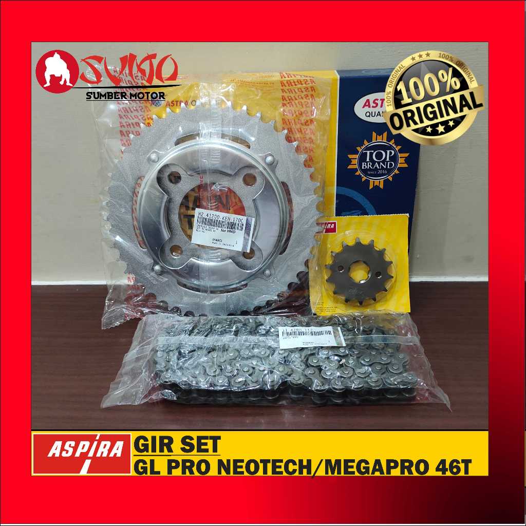 GEARSET GER GIR SET DRIVE CHAIN GL PRO NEO TECH, MEGA PRO H2-412PA-KEH-110H ORIGINAL ASPIRA ASTRA