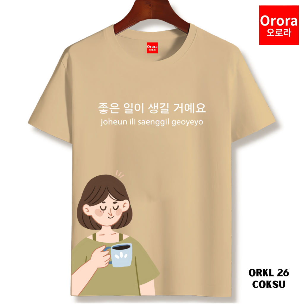 Orora Kaos Pria Korea Kopi - Baju Atasan Sablon High Quality Pria Wanita Warna Hitam Putih Ukuran S M L XL XXL XXXL keren Original ORKL 26