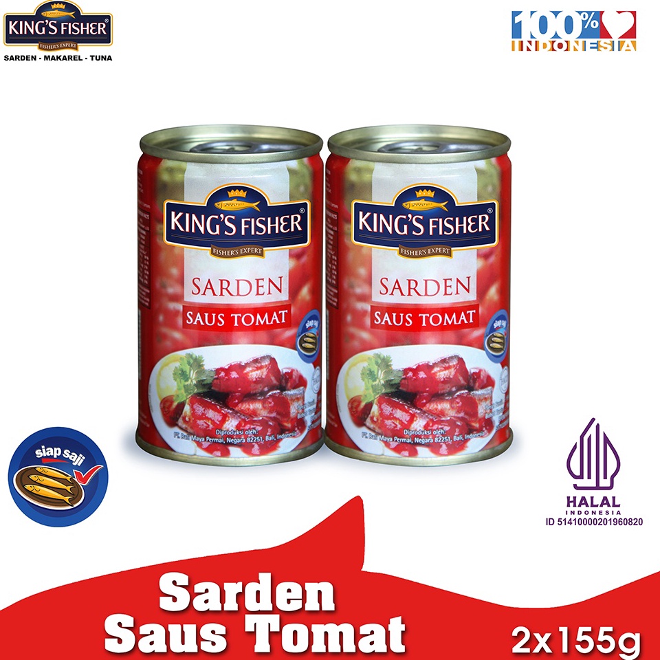 

B!g Sale Paket couple 2 pcs King's Fisher Sarden mini saus tomat Makanan Kaleng 155 g kings fisher [306]