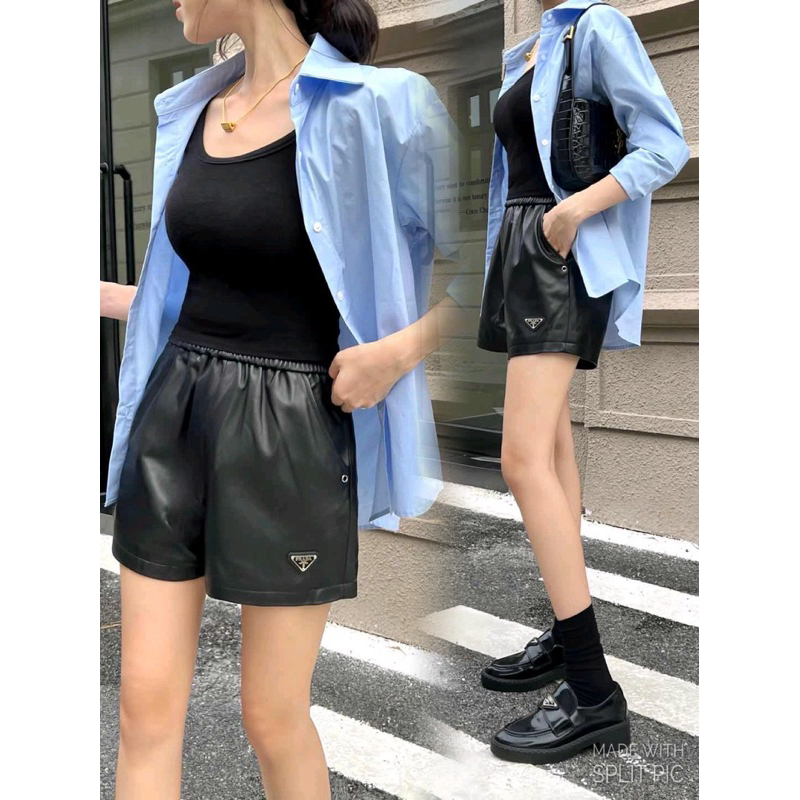 PARDA LEATHER HOTPANTS