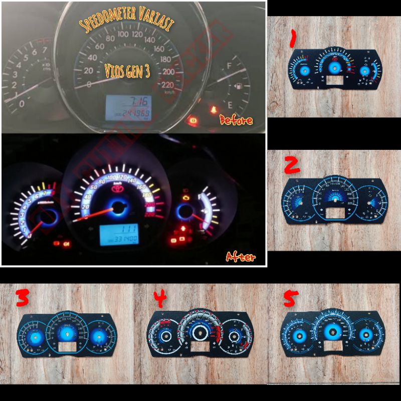 Speedometer Variasi Mobil Toyota Vios limo gen 3 (2013-2017)