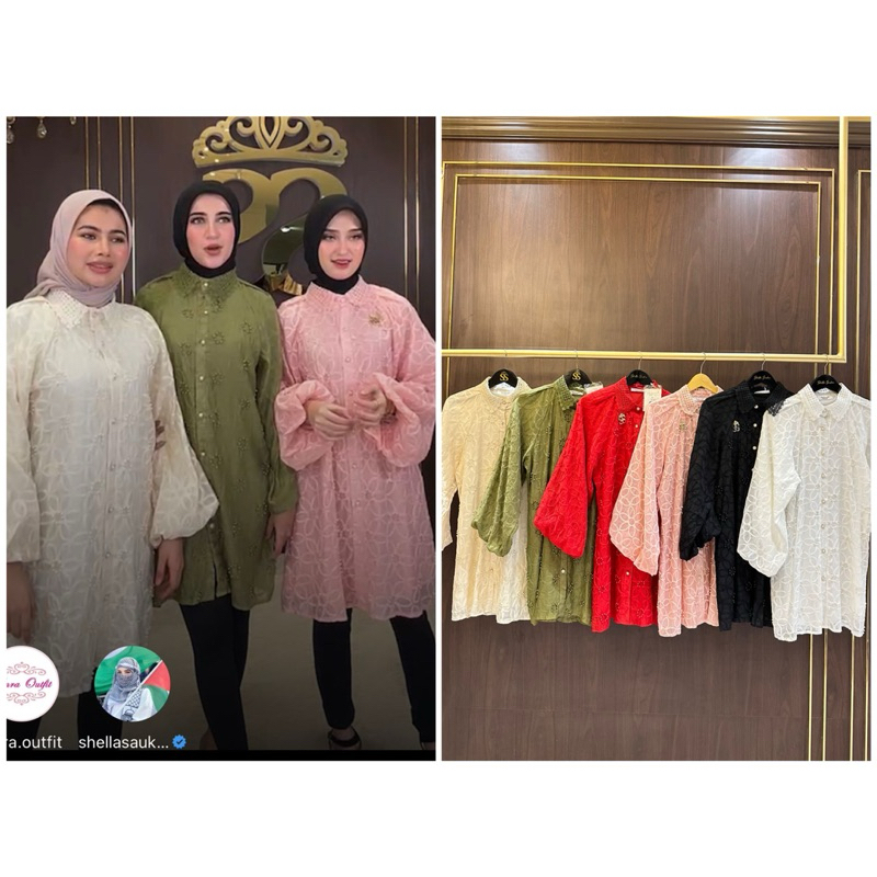 tunik brukat import bunga SS ori by SHELLASAUKIA